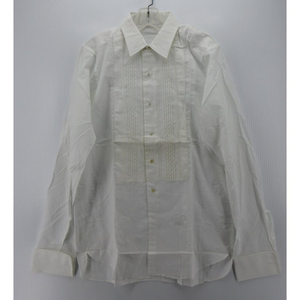 VINTAGE After Six Shirt 15 Tuxedo Bib Pleated French Cuffs 70s Formal*